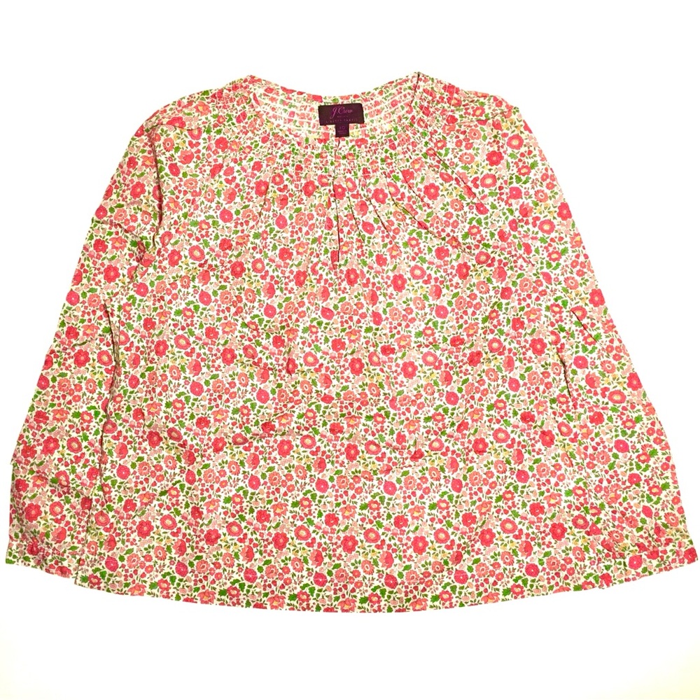JCrew Peasant Blouse Liberty D'anjo Floral Popover Shirt Top Red White Pink 10 - Picture 7 of 16